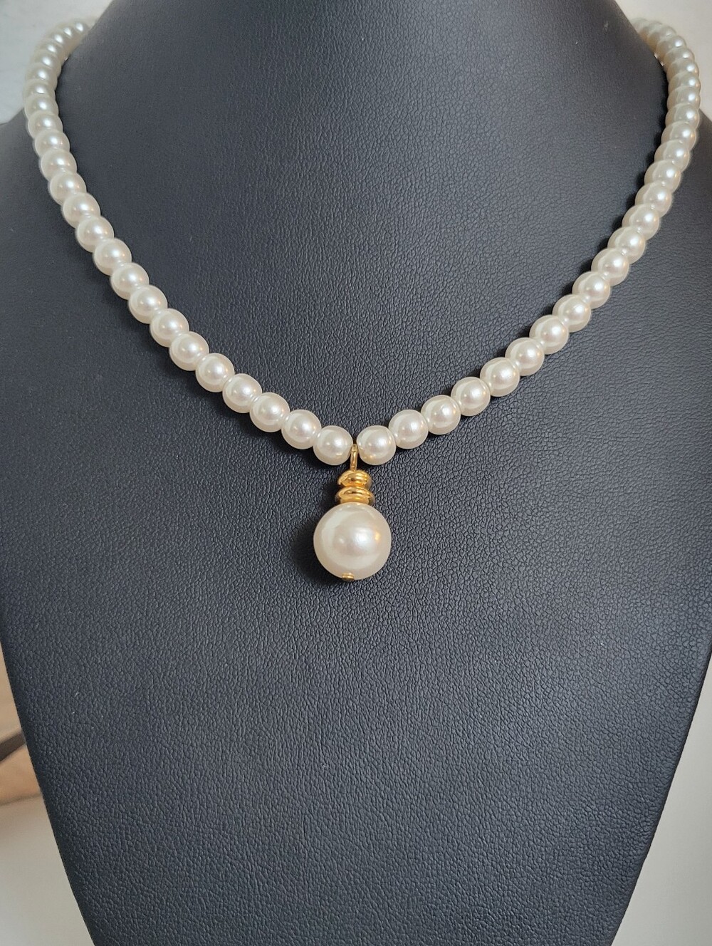 1980's Napier Faux Pearl Drop Necklace Signed